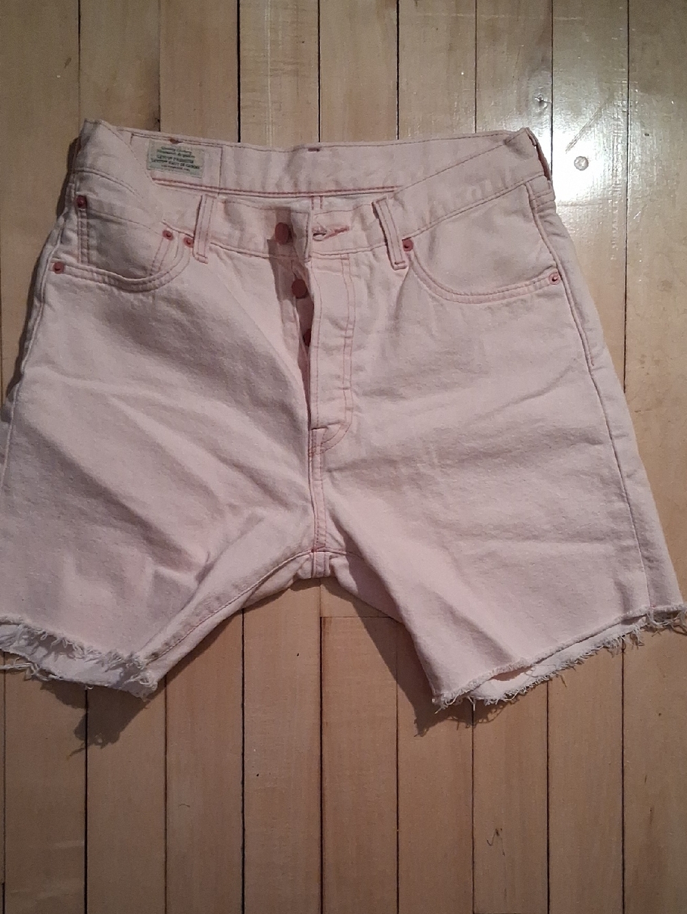 Levi's Light Pink Frayed Hem Denim Shorts